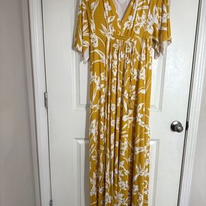 Rachel Pally Frankie Women's Caftan Maxi in Yellow Floral Print Size XS